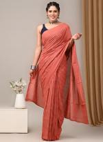 Cotton Orange Casual Wear Printed Saree